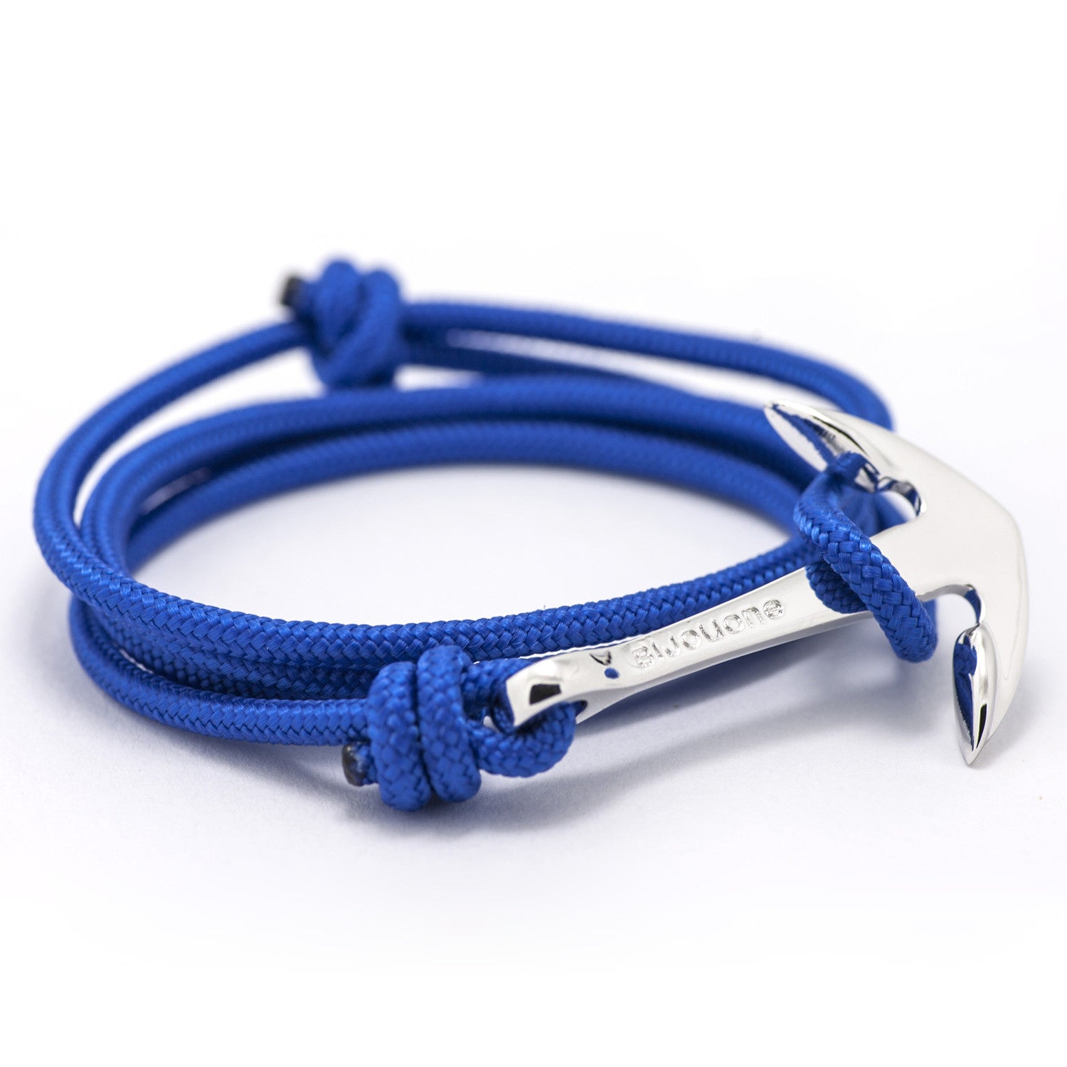 Silver Anchor Blue Rope Warp Bracelet